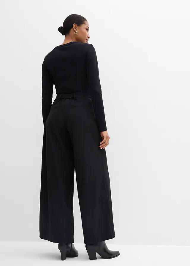 Wijde broek met comfortband • zwart • product-page.page-title-suffix