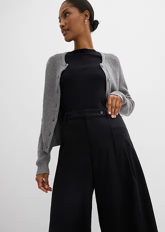 Pantaloni cu croi larg și detaliu de legare • negru • magazin bonprix