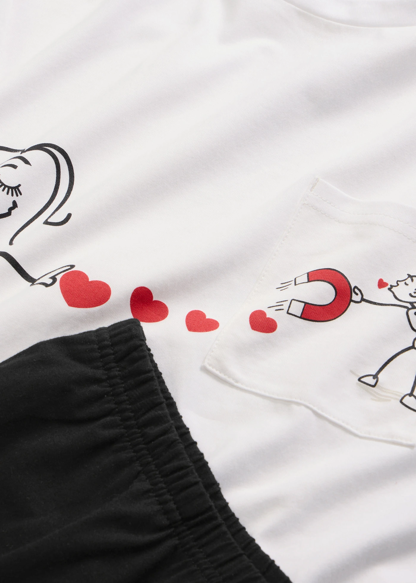 Pyjama van zacht katoen • wit-zwart met print • bonprix online shop