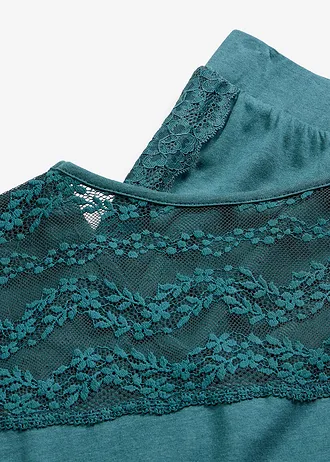 Pyjama met viscose en kant, Kleur: pepergroen