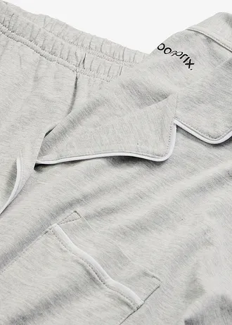 Pyjama boutonné • gris clair chiné-blanc • Boutique bonprix