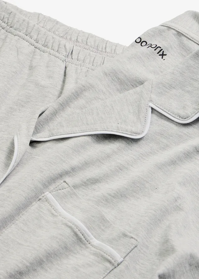 Pyjama boutonné • gris clair chiné/blanc • product-page.page-title-suffix