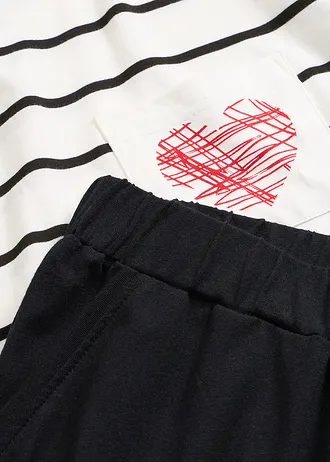 Pijama din bumbac 100% • ecru/negru dungat • magazin bonprix