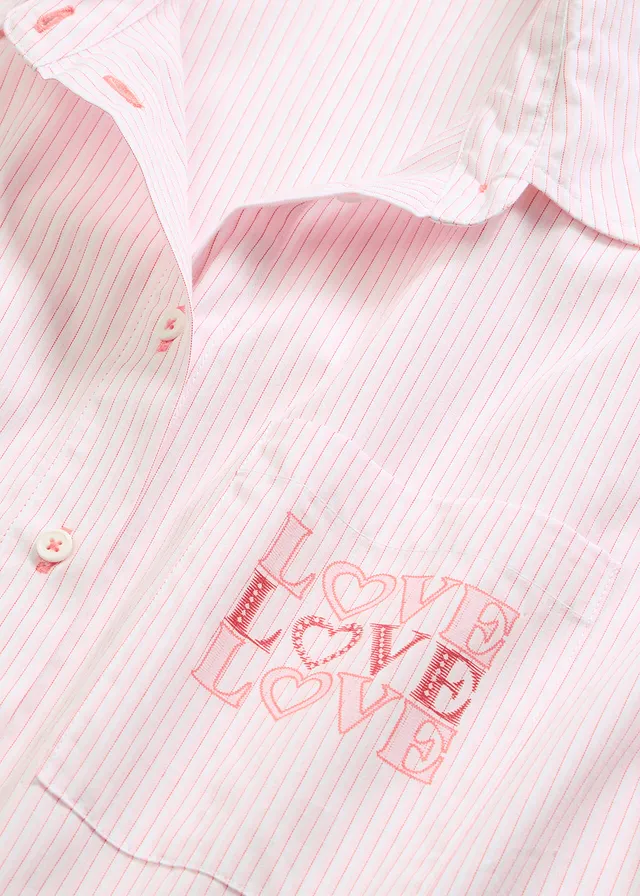 Chemise de nuit oversize tissée 100% coton • rose cristal rayé • product-page.page-title-suffix