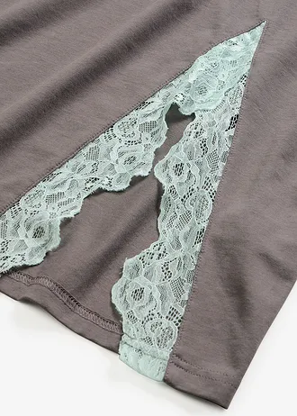 Nachthemd met viscose en kant • granietgrijs-lichtmint • bonprix online shop