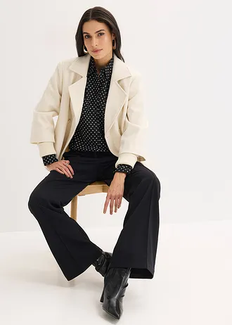 Overhemdblouses met katoen (set van 2) • wit effen en zwart-wit gestippeld • bonprix online shop