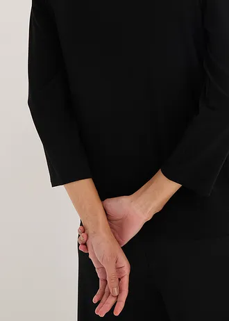 Tričko s kontrastným lemom • čierna/biela vlna • obchod bonprix