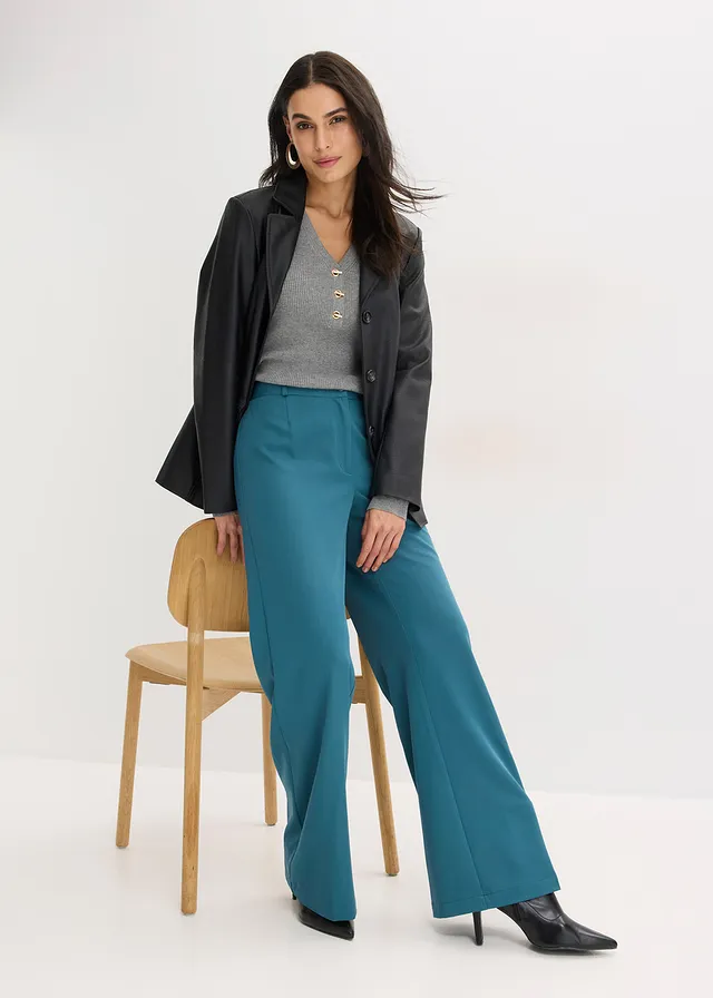Pantalon large à pinces et taille élastiquée • vert poivre • product-page.page-title-suffix