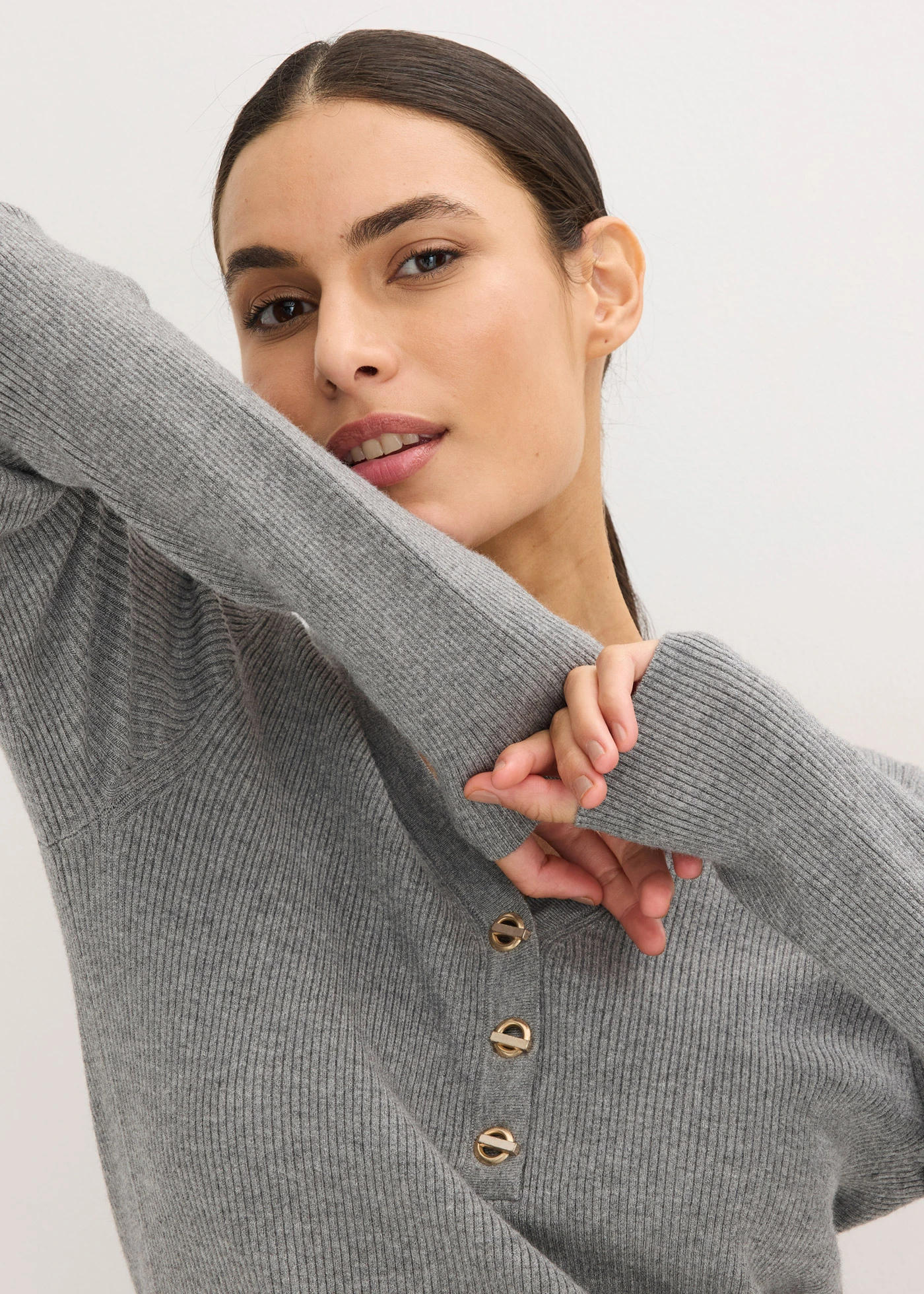 Pulover ripsat cu viscoză • gri melanj • magazin bonprix