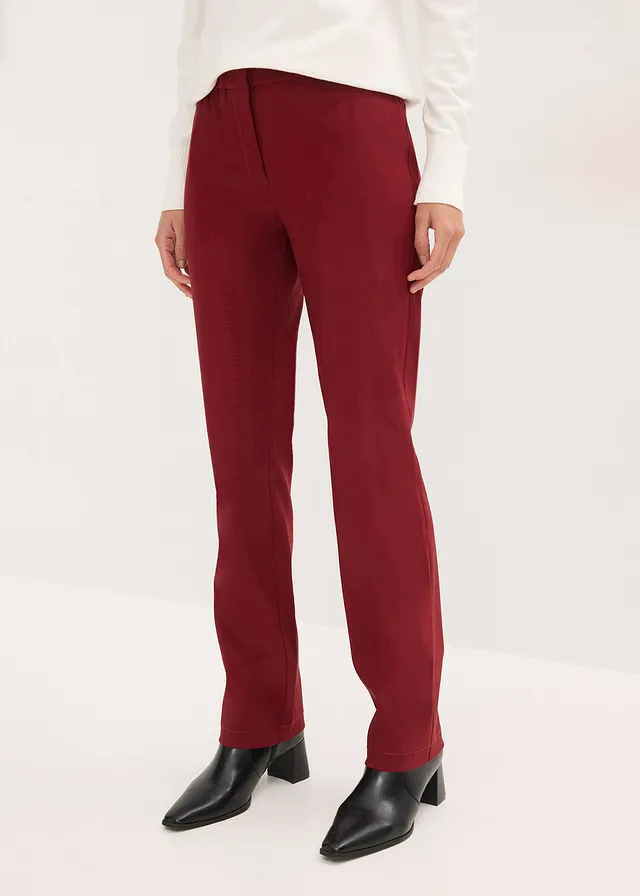 Bengaline stretch broek, Kleur: robijnrood