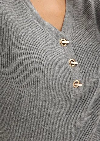 Pulover ripsat cu viscoză • gri melanj • magazin bonprix