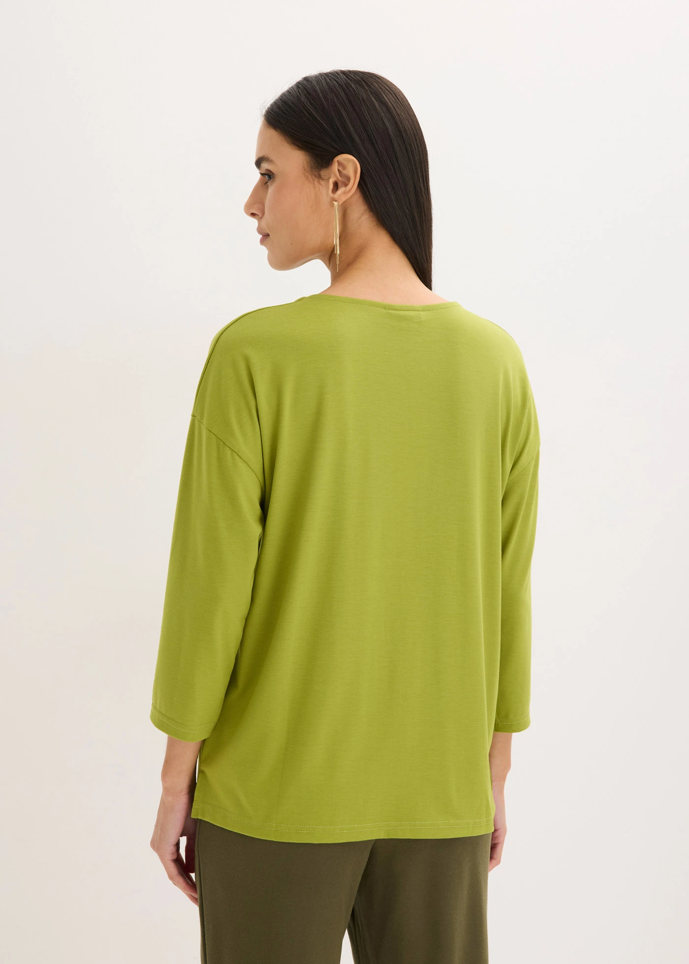 Bluză tricot tip tunică • verde mușchi • magazin bonprix