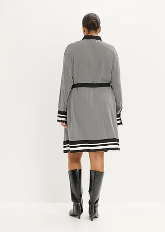 Rochie tip bluză, culoare: negru/alb cu dungi