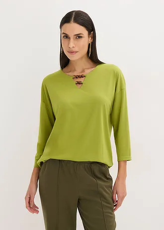 Bluză tricot tip tunică • verde mușchi • magazin bonprix