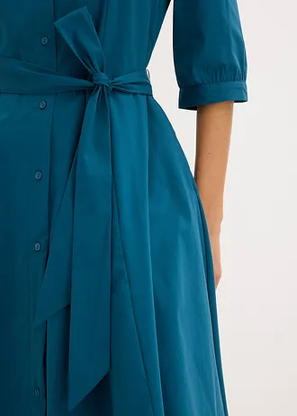 Overhemdjurk met kant en strikceintuur • blauwpetrol • bonprix online shop