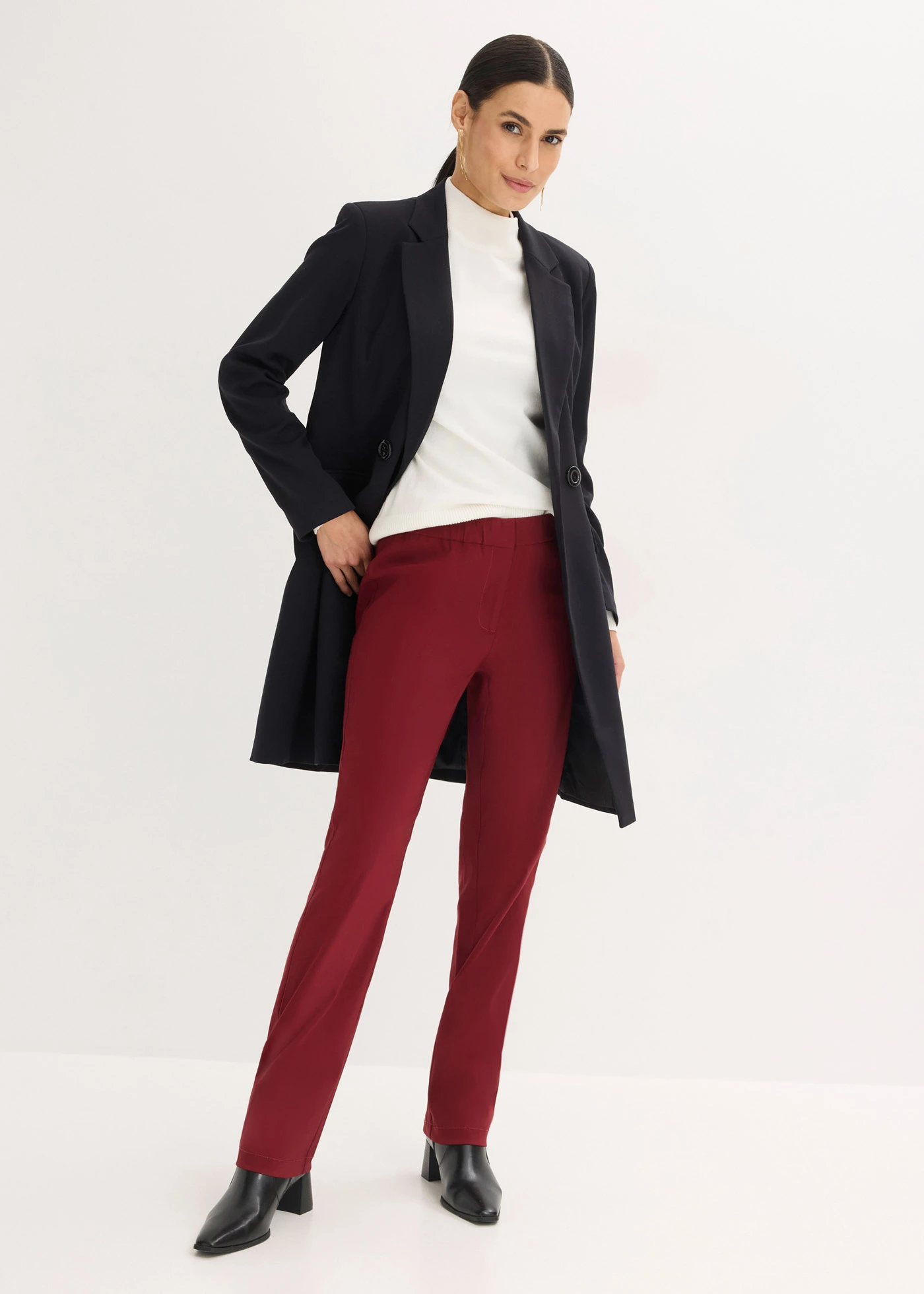 Bengaline stretch broek • robijnrood • bonprix online shop