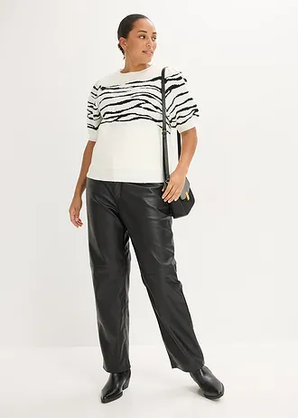 Trui met pofmouwen, Kleur: wolwit-zwart zebra