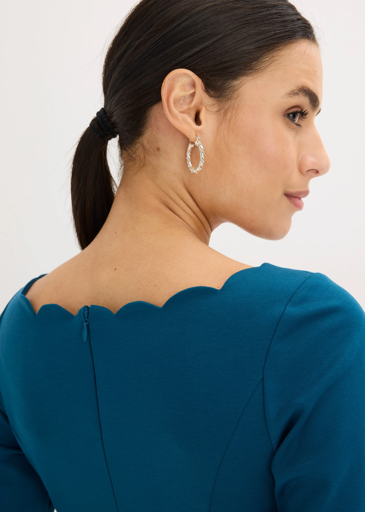 Rochie etui din material Punto di Roma • albastru-petrol • magazin bonprix