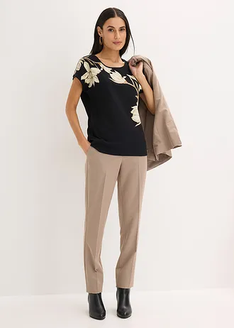 Bluză • negru/bej nisipiu mat/camel floral • magazin bonprix