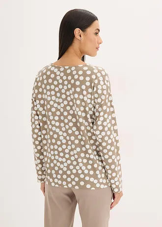 Tuniek met lange mouwen en decoratieve sierdetails • taupe-wolwit gestippeld • bonprix online shop