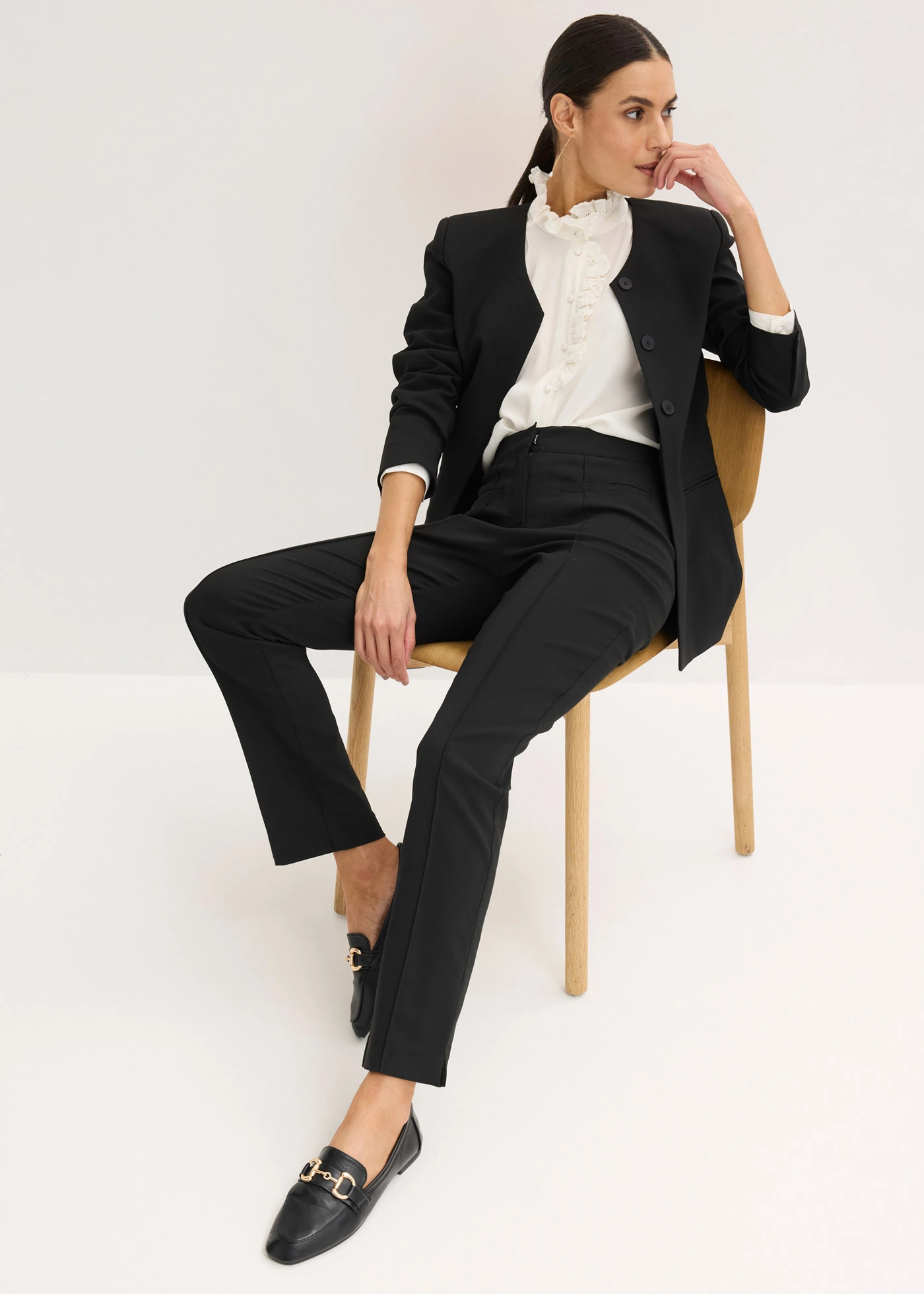 Pantalon taille extensible en bengaline • noir • Boutique bonprix