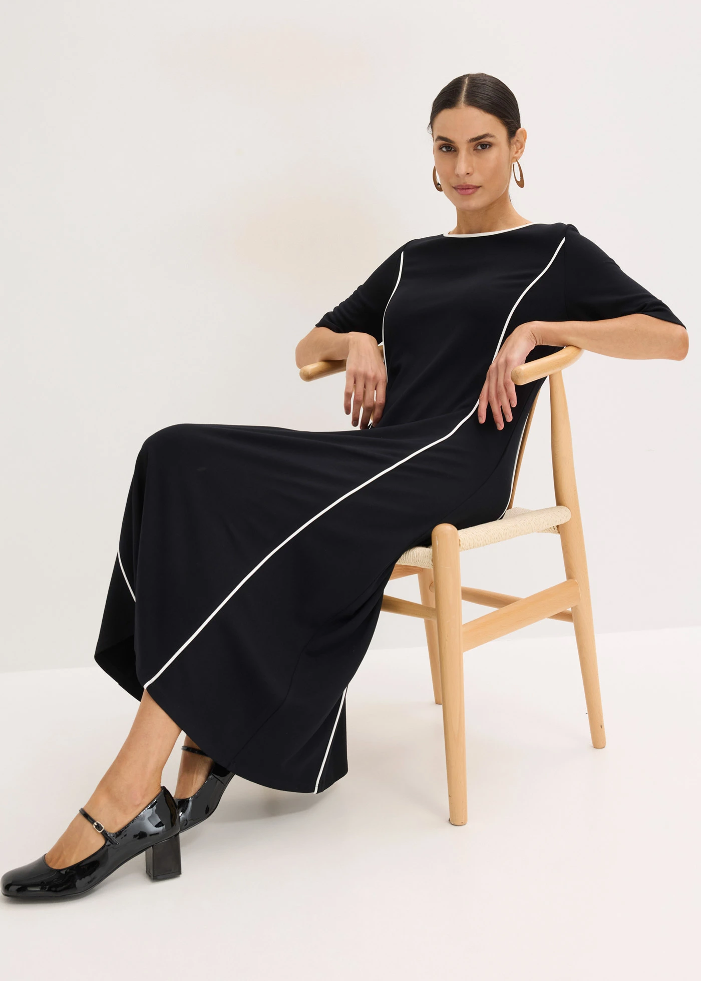 Midi jurk van Punto di Roma • zwart/wolwit • bonprix online shop