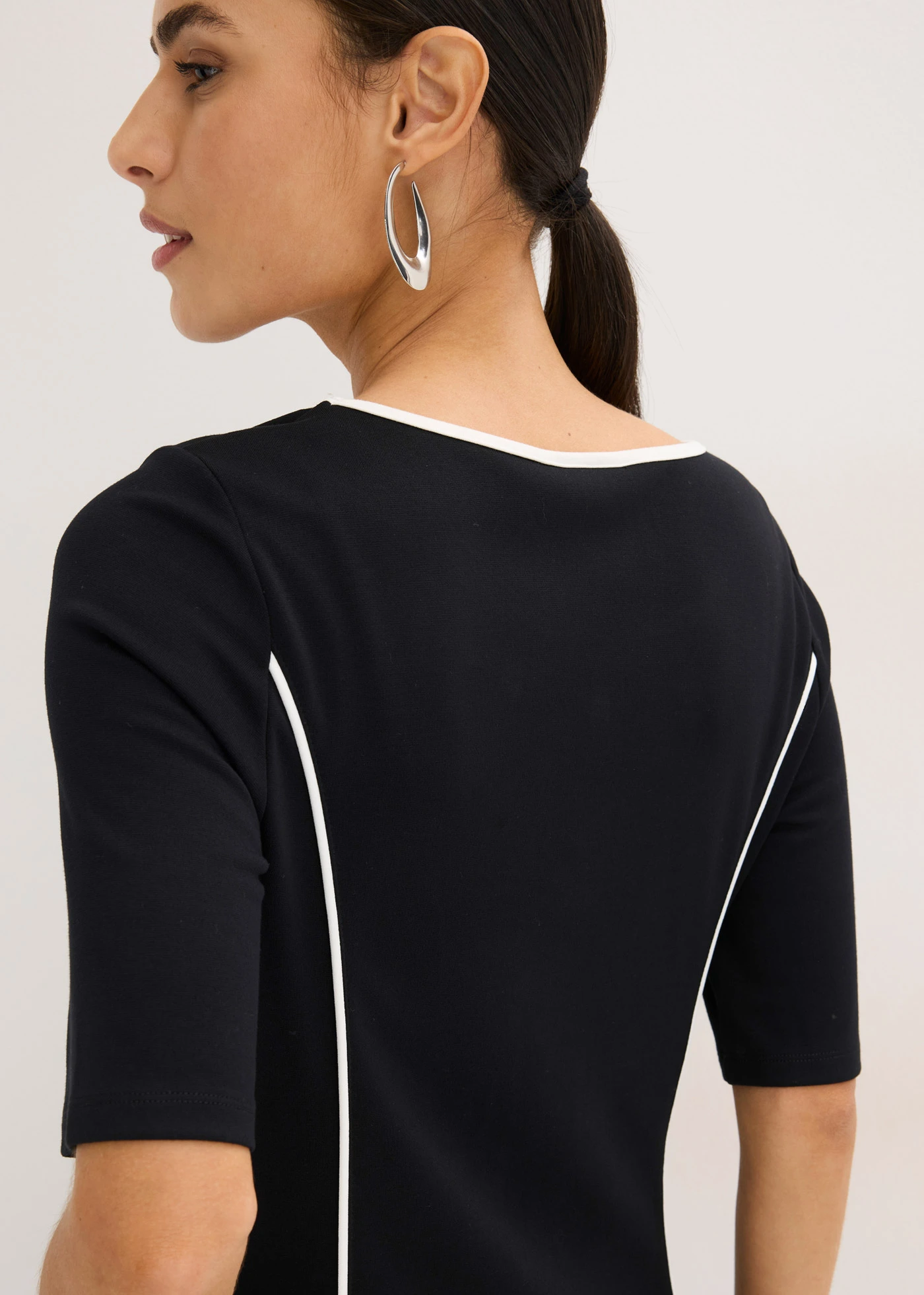 Robe midi en Punto di Roma • noir-écru • Boutique bonprix