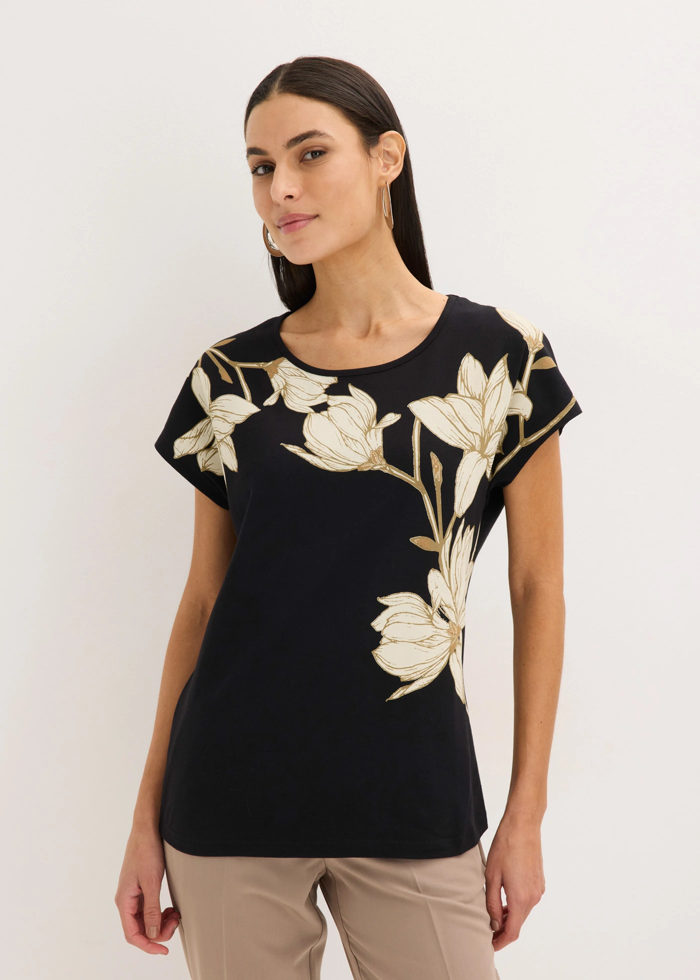 Bluză • negru/bej nisipiu mat/camel floral • magazin bonprix