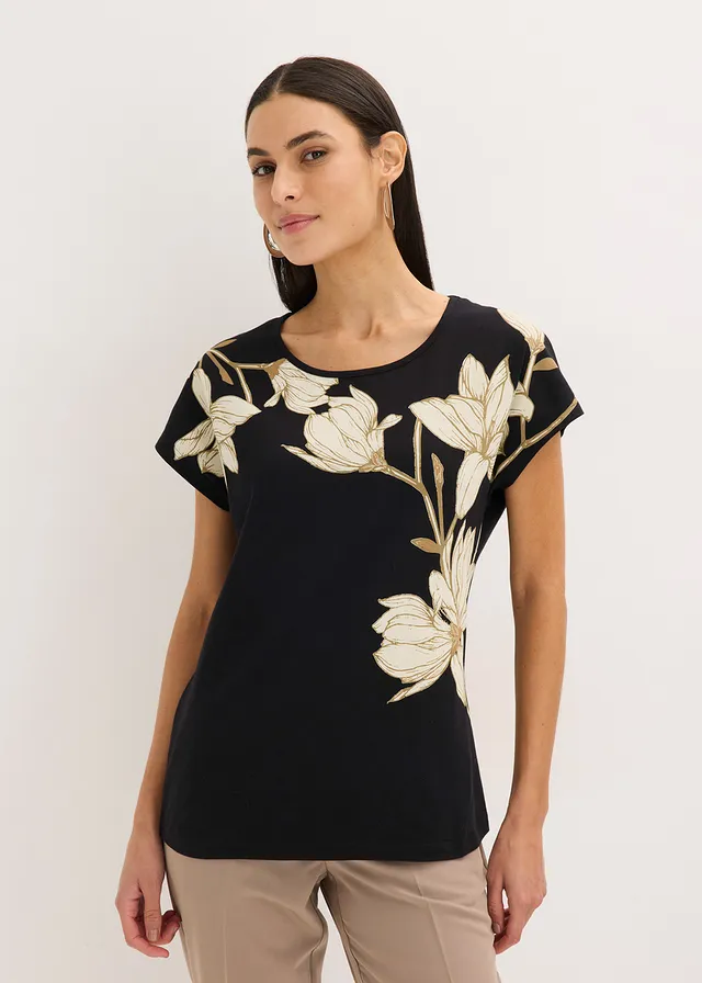 T-shirt • noir/sable clair/camel floral • product-page.page-title-suffix