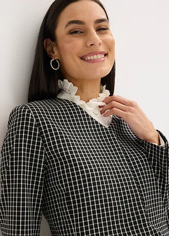 Blazer en bengaline extensible • noir-écru carreaux • Boutique bonprix