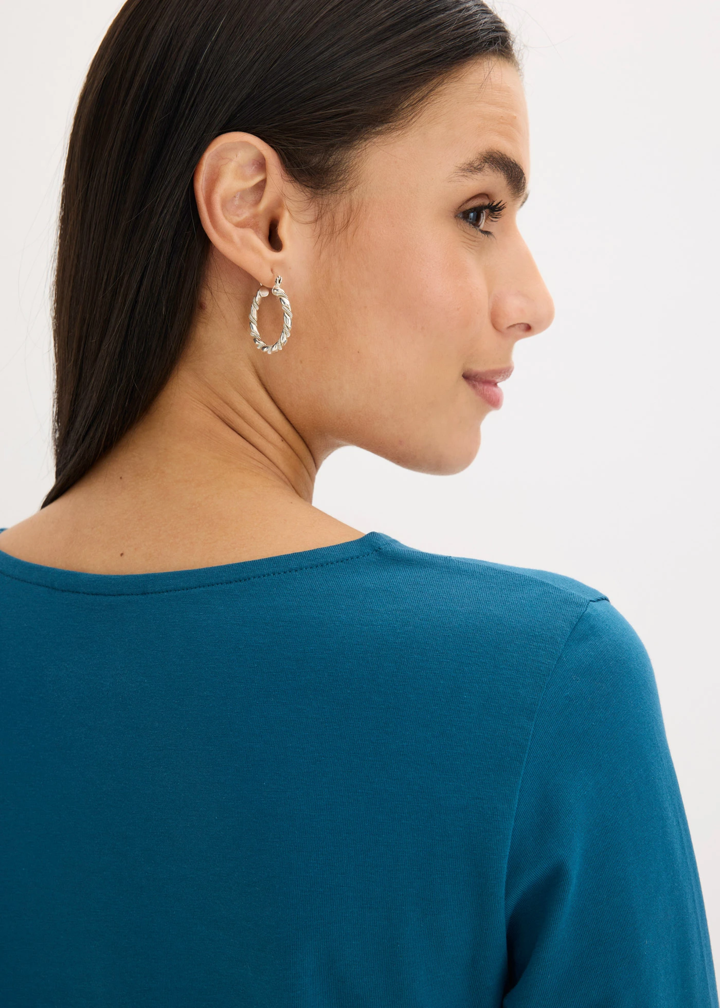 Koszulka z długimi rękawami i ozdobnymi kółkami • niebieskozielony • sklep bonprix