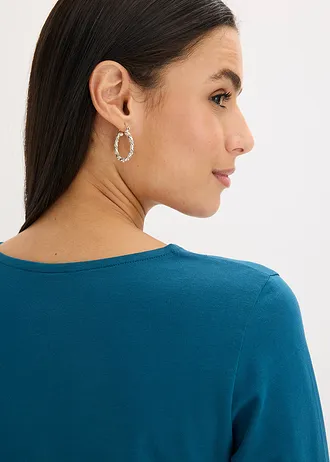 Tričko s dlouhým rukávem a kroužky • modrá petrolejová • bonprix obchod