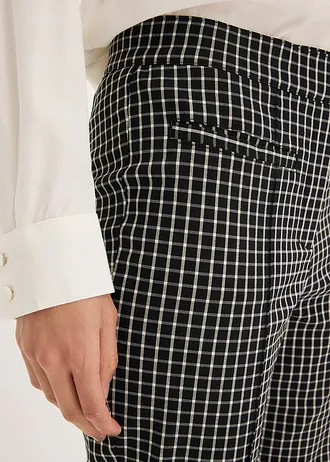 Nohavice bez zapínania z bengalínu • čierna/biela vlna károvaná • obchod bonprix