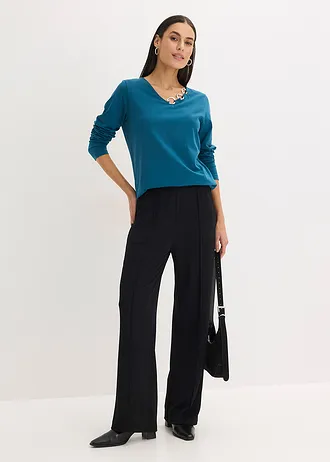 Longsleeve met eyelets, Kleur: blauwpetrol