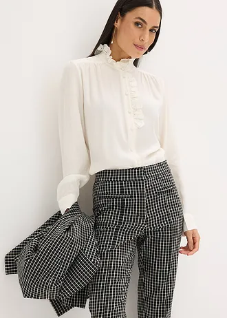 Pantalon taille extensible en bengaline • noir-écru carreaux • Boutique bonprix