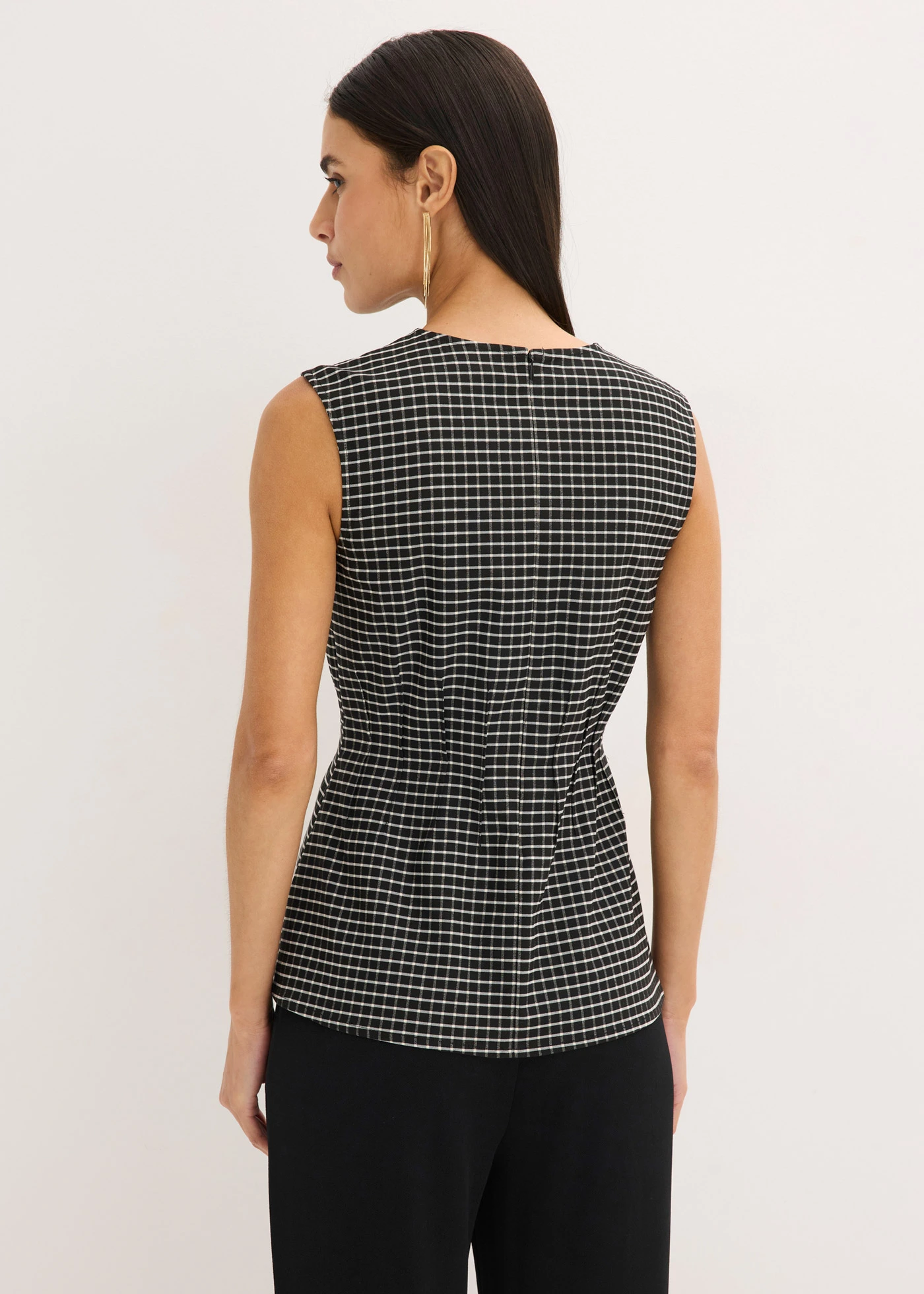 Top din bengalină • negru/ecru cadrilat • magazin bonprix