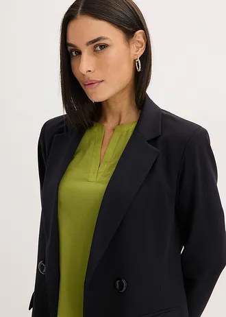 Bluză cu mâneci lungi, cu inserție din satin • verde kaki • magazin bonprix