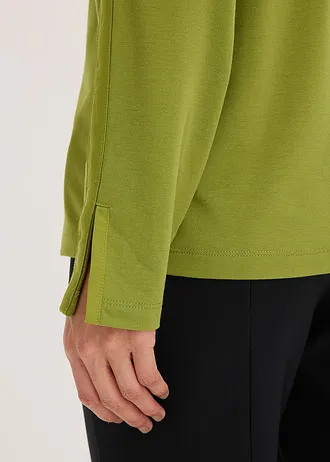 T-shirt manches longues avec empiècement satin • vert mousse • Boutique bonprix