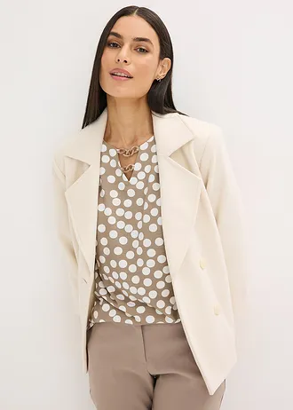 Tuniek met lange mouwen en sierdetails • gestipt taupe/wolwit • bonprix online shop