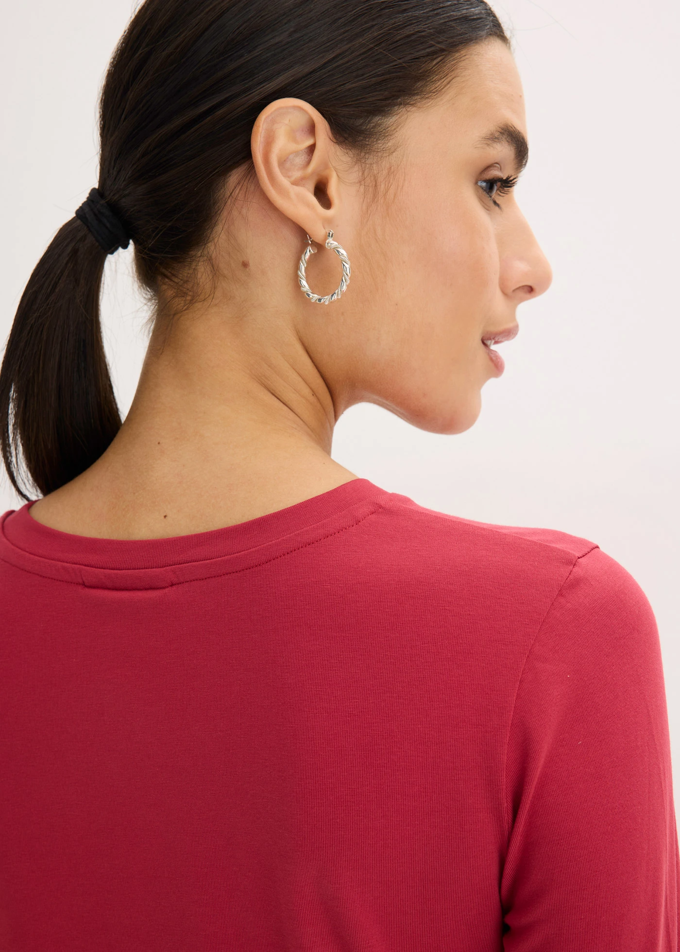 Bluzka z długim rękawem, z bawełny organicznej • czerwony wiśniowy-złoty metaliczny-czarny z nadrukiem • sklep bonprix