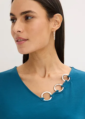 Hosszú ujjú póló karikákkal • olajkék • bonprix áruház