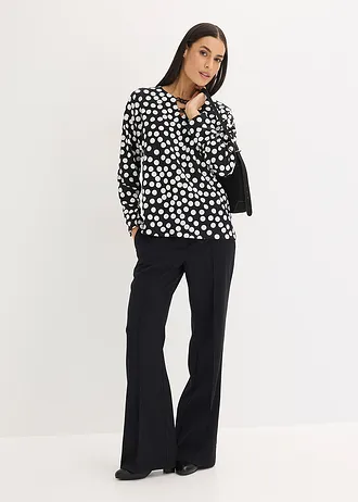 Tuniek met lange mouwen en sierdetails • gestipt zwart-wolwit • bonprix online shop