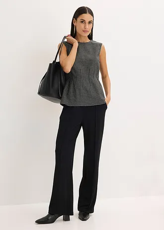Top van bengaline • zwart-wolwit geruit • bonprix online shop