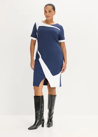 Kokerjurk, Kleur: donkerblauw/wit