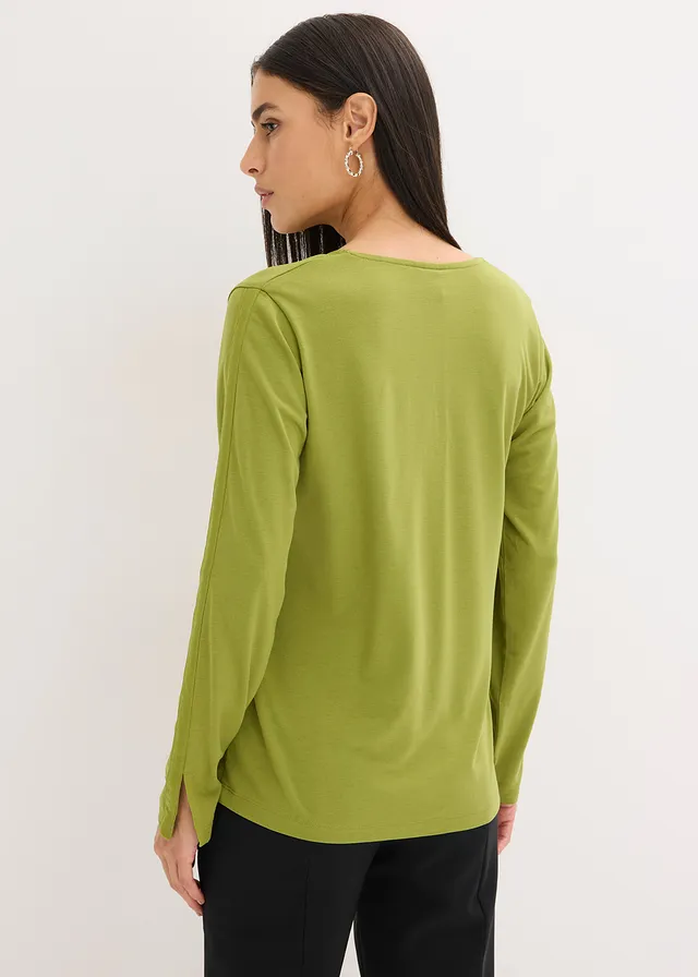T-shirt manches longues avec empiècement satin • vert mousse • product-page.page-title-suffix