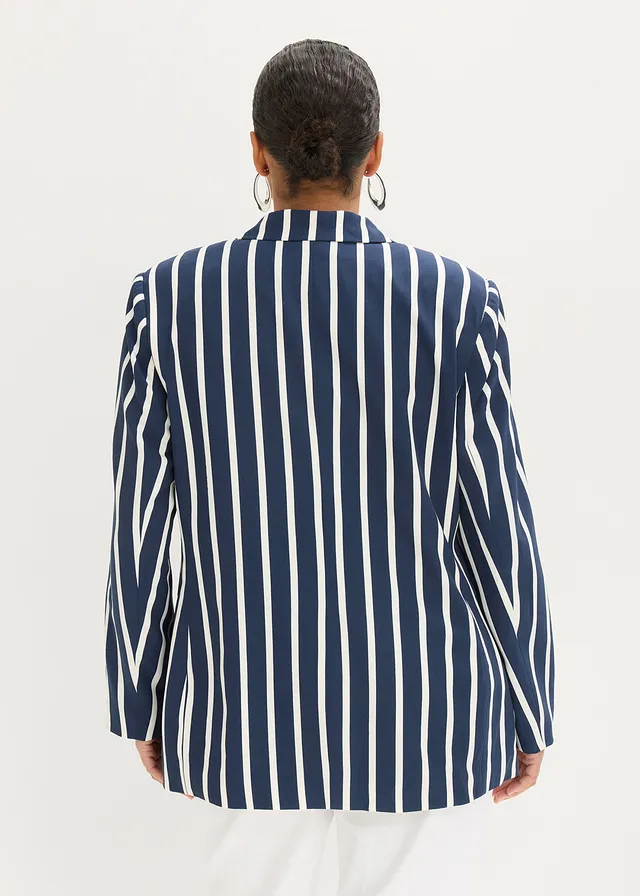 Blazer, Couleur: bleu foncé-écru rayé