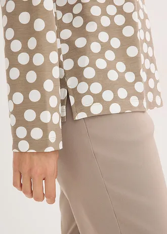 Tuniek met lange mouwen en sierdetails • gestipt taupe/wolwit • bonprix online shop