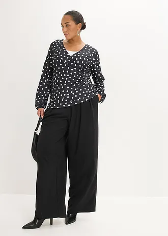 Gedessineerd shirt van gestructureerde jersey, Kleur: gestipt zwart/wit