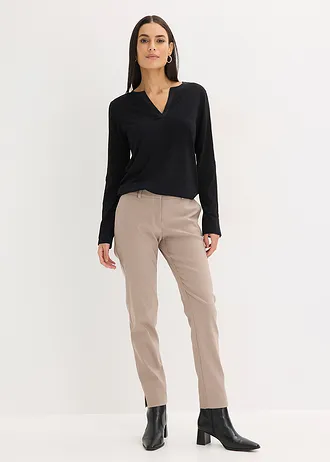 Bluză cu mâneci lungi, cu inserție din satin • negru • magazin bonprix