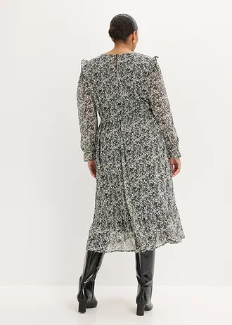 Midi jurk, Kleur: zwart/wit